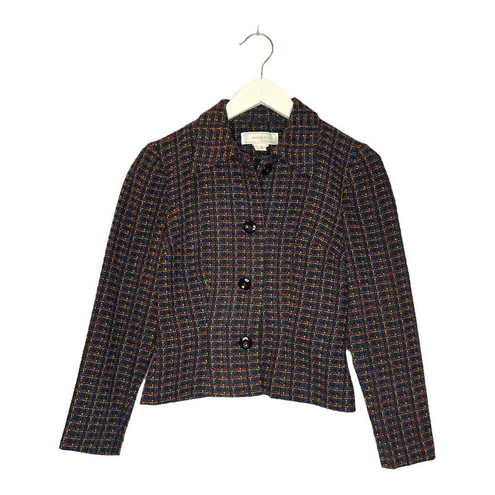 Warren Tweed Blazer Cropped 4 Button Black/Multicolor 2 Petite Vintage